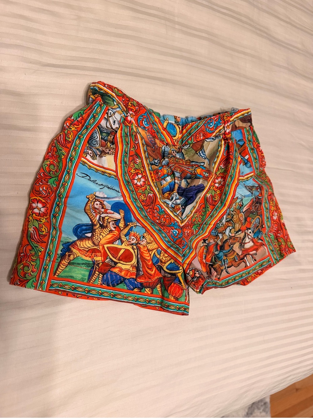 Dolce & Gabbana Red and Turquoise Illustrated Kids Shorts